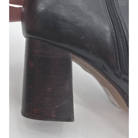 ASOS Design Black Leather Ankle Boots Mid Block Heel Zip Size 7 Womens - Picture 6 of 13